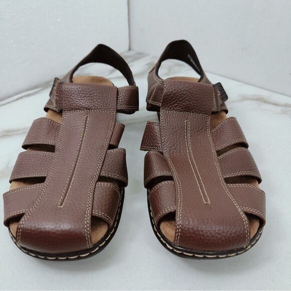 Dr. Scholl\'s Men\'s Gaston Brown Leather Fisherman Sandals, Sz main image 10